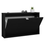 Scarpiera Nero un Ripiano Un'anta 70.3x16.55x41.8h cm, 2 Vani - Loveno