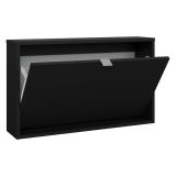 Scarpiera Nero un Ripiano Un'anta 70.3x16.55x41.8h cm, 2 Vani - Loveno