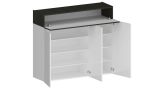 Scarpiera Nick, Porta scarpe salvaspazio a 4 ante, Armadio multifunzione da ingresso, 114x38h100 cm, Bianco e Ardesia