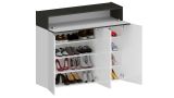 Scarpiera Nick, Porta scarpe salvaspazio a 4 ante, Armadio multifunzione da ingresso, 114x38h100 cm, Bianco e Ardesia