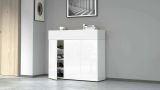 Scarpiera Nick, Porta scarpe salvaspazio a 4 ante, Armadio multifunzione da ingresso, 114x38h100 cm, Bianco effetto larice