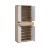 Scarpiera Nolwenn, Mobile portascarpe, Armadio da ingresso multiuso, Mobiletto per calzature, 40x80 h192 cm, Rovere e Bianco