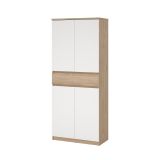 Scarpiera Nolwenn, Mobile portascarpe, Armadio da ingresso multiuso, Mobiletto per calzature, 40x80 h192 cm, Rovere e Bianco