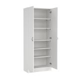 Scarpiera Oceane, Mobile portascarpe, Armadio da ingresso multiuso, Mobiletto per calzature, 69x35 h170 cm, Bianco