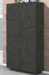 Scarpiera Orfeo, Mobile multiuso a 4 ante battenti, Portascarpe da ingresso, 100% Made in Italy, cm 81x38h167, Ardesia