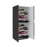 Scarpiera Orfeo, Mobile multiuso a 4 ante battenti, Portascarpe da ingresso, 100% Made in Italy, cm 81x38h167, Ardesia