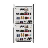 Scarpiera Orfeo, Mobile multiuso a 4 ante battenti, Portascarpe da ingresso, 100% Made in Italy, cm 81x38h167, Ardesia