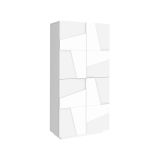 Scarpiera Orfeo, Mobile multiuso a 4 ante battenti, Portascarpe da ingresso, 100% Made in Italy, cm 81x38h167, Bianco lucido