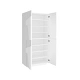 Scarpiera Orfeo, Mobile multiuso a 4 ante battenti, Portascarpe da ingresso, 100% Made in Italy, cm 81x38h167, Bianco lucido