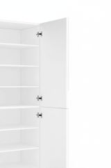 Scarpiera Orfeo, Mobile multiuso a 4 ante battenti, Portascarpe da ingresso, 100% Made in Italy, cm 81x38h167, Bianco lucido