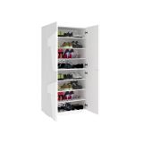 Scarpiera Orfeo, Mobile multiuso a 4 ante battenti, Portascarpe da ingresso, 100% Made in Italy, cm 81x38h167, Bianco lucido