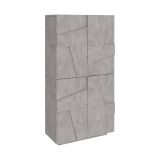Scarpiera Orfeo, Mobile multiuso a 4 ante battenti, Portascarpe da ingresso, 100% Made in Italy, cm 81x38h167, Cemento