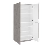 Scarpiera Orfeo, Mobile multiuso a 4 ante battenti, Portascarpe da ingresso, 100% Made in Italy, cm 81x38h167, Cemento