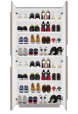 Scarpiera Orfeo, Mobile multiuso a 4 ante battenti, Portascarpe da ingresso, 100% Made in Italy, cm 81x38h167, Cemento