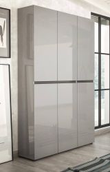 Scarpiera Paarl, Mobile portascarpe, Armadio da ingresso multiuso, Mobiletto per calzature, Made in Italy, 122x34h200 cm, Grigio
