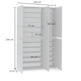 Scarpiera Paarl, Mobile portascarpe, Armadio da ingresso multiuso, Mobiletto per calzature, Made in Italy, 122x34h200 cm, Grigio