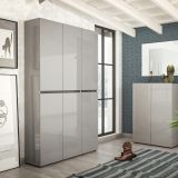 Scarpiera Paarl, Mobile portascarpe, Armadio da ingresso multiuso, Mobiletto per calzature, Made in Italy, 122x34h200 cm, Grigio