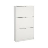 Scarpiera Paris, Mobile portascarpe, Armadio da ingresso multiuso, Mobiletto per calzature, 70x24 h124 cm, Bianco