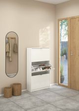 Scarpiera Paris, Mobile portascarpe, Armadio da ingresso multiuso, Mobiletto per calzature, 70x24 h124 cm, Bianco