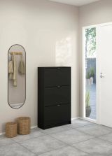 Scarpiera Paris, Mobile portascarpe, Armadio da ingresso multiuso, Mobiletto per calzature, 70x24 h124 cm, Nero