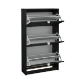 Scarpiera Paris, Mobile portascarpe, Armadio da ingresso multiuso, Mobiletto per calzature, 70x24 h124 cm, Nero