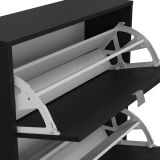 Scarpiera Paris, Mobile portascarpe, Armadio da ingresso multiuso, Mobiletto per calzature, 70x24 h124 cm, Nero