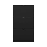 Scarpiera Paris, Mobile portascarpe, Armadio da ingresso multiuso, Mobiletto per calzature, 70x24 h124 cm, Nero