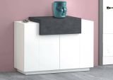 Scarpiera Peter, Mobile multiuso a 2 ante e 1 anta a ribalta-, Portascarpe da ingresso, 100% Made in Italy, cm 120x45h86, Bianco lucido e Ardesia