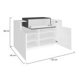 Scarpiera Peter, Mobile multiuso a 2 ante e 1 anta a ribalta-, Portascarpe da ingresso, 100% Made in Italy, cm 120x45h86, Bianco lucido e Ardesia
