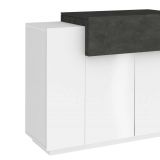 Scarpiera Peter, Mobile multiuso a 2 ante e 1 anta a ribalta-, Portascarpe da ingresso, 100% Made in Italy, cm 120x45h86, Bianco lucido e Ardesia