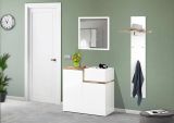 Scarpiera Ryan, Mobile multiuso a 2 ante e 1 anta a ribalta-, Portascarpe da ingresso, 100% Made in Italy, cm 80x40h80, Bianco lucido e Acero