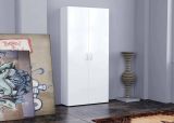 Scarpiera Simone, Mobile multiuso a 2 ante e scaffali interni, Portascarpe da ingresso, 100% Made in Italy, cm 91x33h190, Bianco lucido