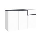 Scarpiera Steve, Mobile multiuso 3 ante e 1 anta a ribalta-, Portascarpe da ingresso, 100% Made in Italy, cm 120x40h80, Bianco lucido e Ardesia
