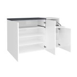 Scarpiera Steve, Mobile multiuso 3 ante e 1 anta a ribalta-, Portascarpe da ingresso, 100% Made in Italy, cm 120x40h80, Bianco lucido e Ardesia