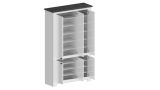 Scarpiera Tazio, Porta scarpe salvaspazio a 6 ante, Armadio multifunzione da ingresso, 114x42h200 cm, Bianco e Ardesia