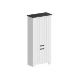 Scarpiera Teodoro, Porta scarpe salvaspazio a 4 ante, Armadio multifunzione da ingresso, 84x42h200 cm, Bianco e Ardesia