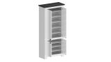 Scarpiera Teodoro, Porta scarpe salvaspazio a 4 ante, Armadio multifunzione da ingresso, 84x42h200 cm, Bianco e Ardesia