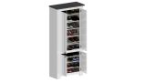 Scarpiera Teodoro, Porta scarpe salvaspazio a 4 ante, Armadio multifunzione da ingresso, 84x42h200 cm, Bianco e Ardesia