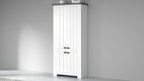 Scarpiera Teodoro, Porta scarpe salvaspazio a 4 ante, Armadio multifunzione da ingresso, 84x42h200 cm, Bianco e Ardesia
