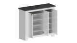 Scarpiera Tolomeo, Porta scarpe salvaspazio a 3 ante, Armadio multifunzione da ingresso, 114x42h100 cm, Bianco e Ardesia