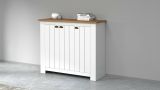 Scarpiera Tolomeo, Porta scarpe salvaspazio a 3 ante, Armadio multifunzione da ingresso, 114x42h100 cm, Bianco e Rovere