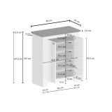 Scarpiera Tonio, Porta scarpe salvaspazio a 2 ante, Armadio multifunzione da ingresso, 84x42h100 cm, Bianco e Rovere
