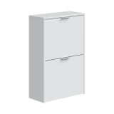 Scarpiera Valdosta, Portascarpe salvaspazio a 2 ante, Scarpiera da ingresso , Armadio scarpiera, 50x22h76 cm, Bianco