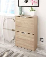 Scarpiera Valdosta, Portascarpe salvaspazio a 2 ante, Scarpiera da ingresso , Armadio scarpiera, 50x22h76 cm, Rovere