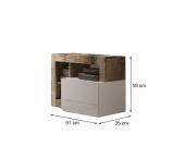 Scarpiera Varano, Mobile portascarpe, Armadio da ingresso multiuso, Mobiletto per calzature, Made in Italy, 91x35 h58 cm, Bianco lucido e Acacia