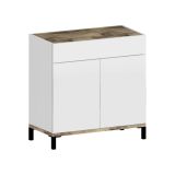 Scarpiera Variscite, cm 80x40h80, Bianco lucido e Acero