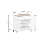 Scarpiera Variscite, cm 80x40h80, Bianco lucido e Acero
