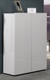 Scarpiera Witbank, Mobile portascarpe, Armadio da ingresso multiuso, Mobiletto per calzature, Made in Italy, 80x34h115 cm, Bianco lucido