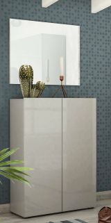 Scarpiera Witbank, Mobile portascarpe, Armadio da ingresso multiuso, Mobiletto per calzature, Made in Italy, 80x34h115 cm, Grigio