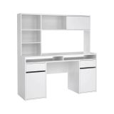 Scrivania Agnella, Scrittoio multiuso, Tavolo per ufficio porta PC, Piano di lavoro, 48x149 h156 cm, Bianco